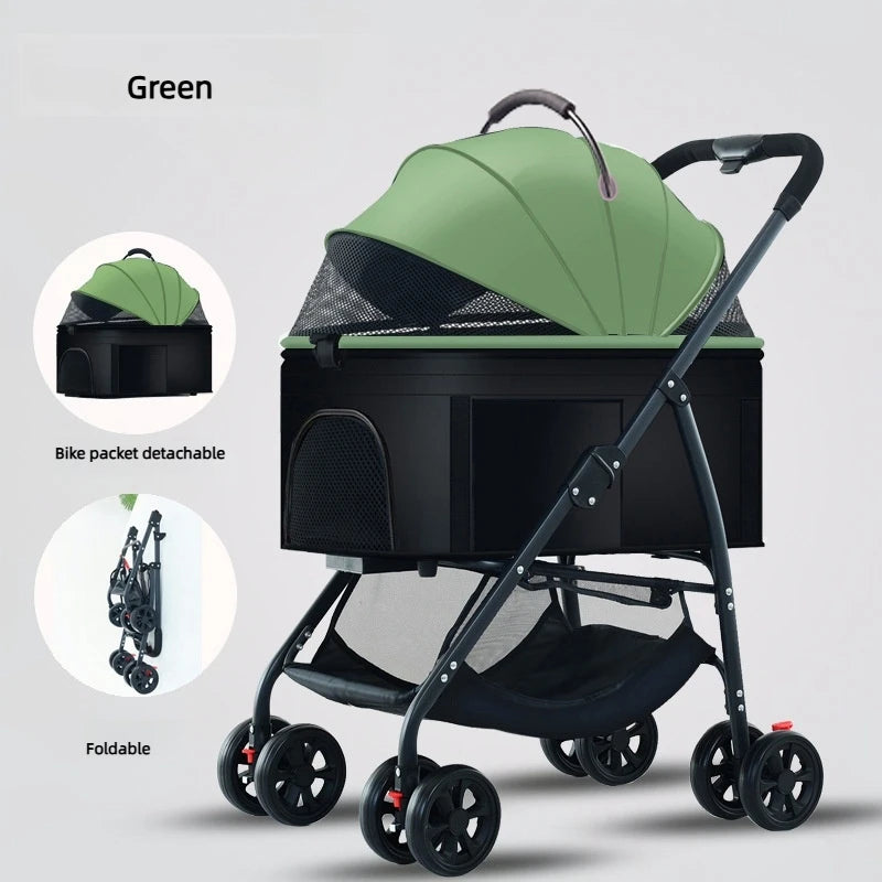 Winter Foldable Pet Stroller Lightweight Breathable For Walking Dogs Baby Medium Dogs Small Dogs Cats Outdoor Pet Car
