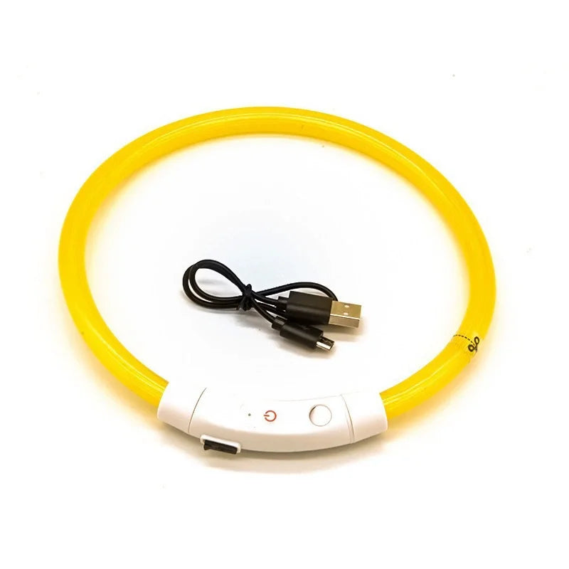 USB Rechargeable LED Dog Luminous Collar With Luxury Light Detachable Pendant Glow Waterproof Cuttable Pet Night Safety Collar