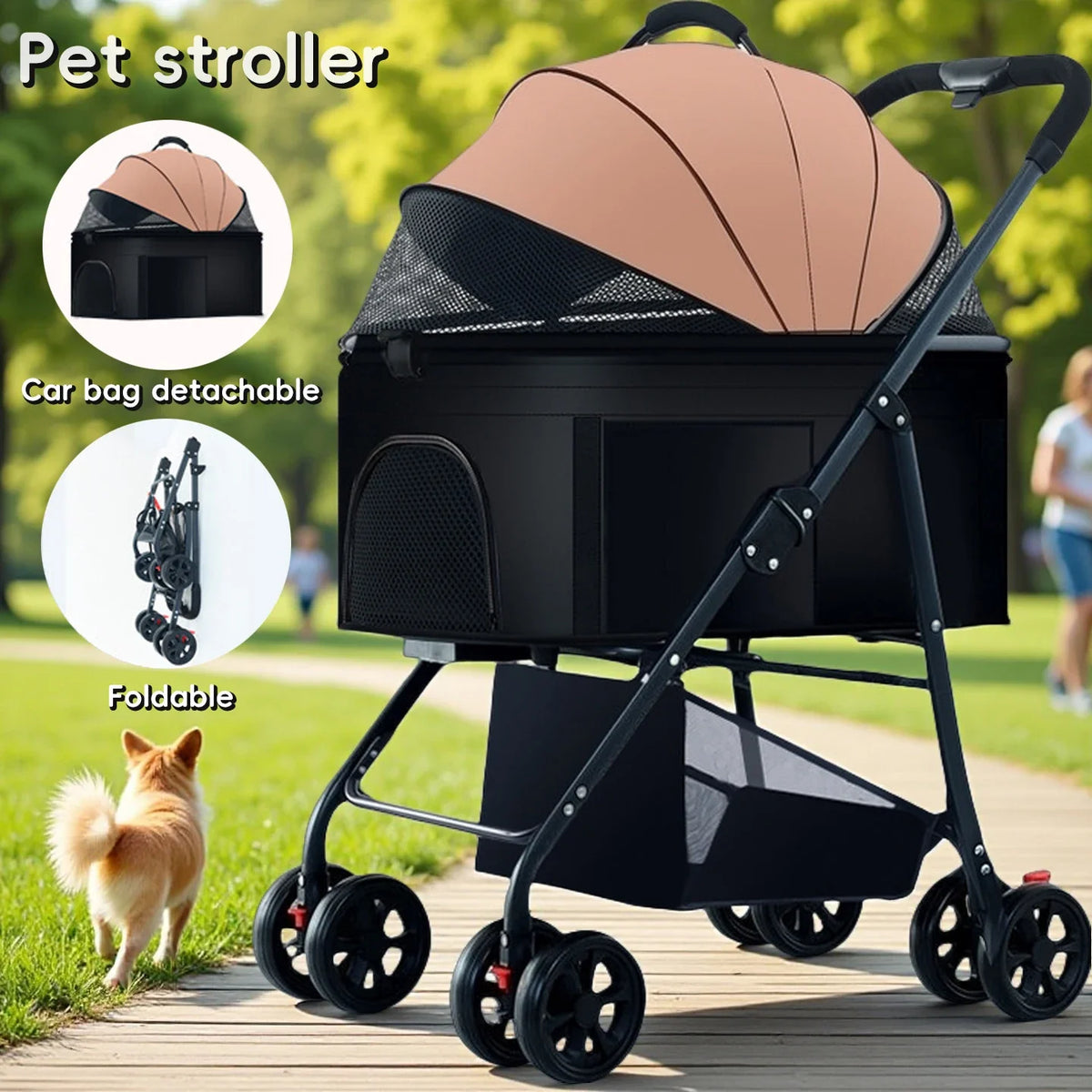 Winter Foldable Pet Stroller Lightweight Breathable For Walking Dogs Baby Medium Dogs Small Dogs Cats Outdoor Pet Car