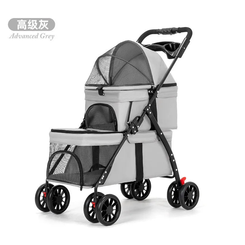 Double Pet Stroller for Dogs and Cats,Double Dog Stroller for 2 Small Medium Dogs,4 Lockable Wheels/Lightweight/Folding