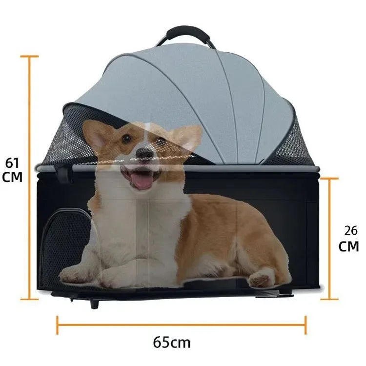 Winter Foldable Pet Stroller Lightweight Breathable For Walking Dogs Baby Medium Dogs Small Dogs Cats Outdoor Pet Car