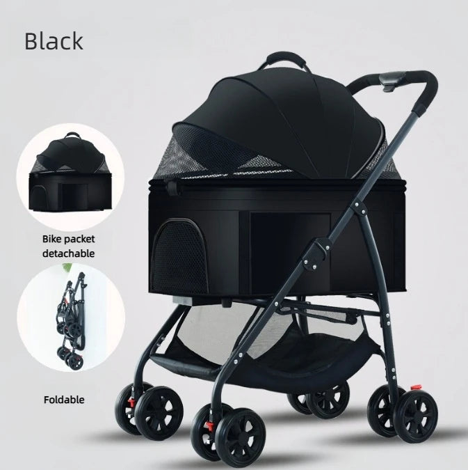 Winter Foldable Pet Stroller Lightweight Breathable For Walking Dogs Baby Medium Dogs Small Dogs Cats Outdoor Pet Car