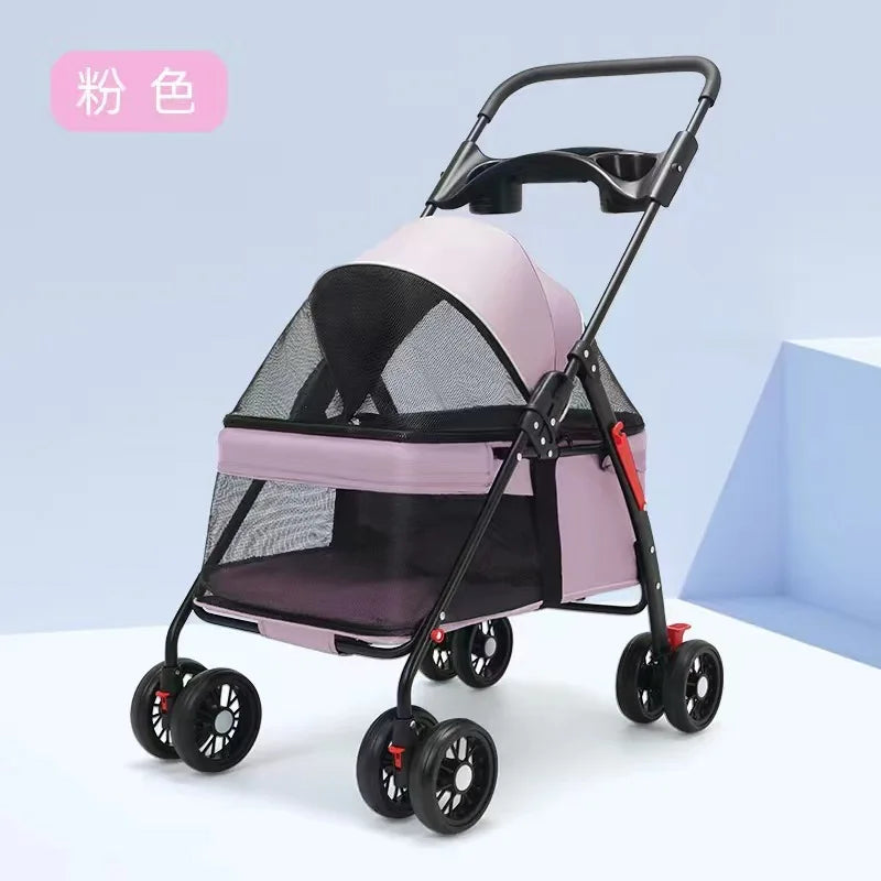 3 in 1 Folding Pet Stroller Detachable Carrier Easy Lock Canopy 30lbs for Medium Dogs Small Dogs Cats