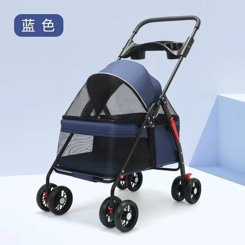 3 in 1 Folding Pet Stroller Detachable Carrier Easy Lock Canopy 30lbs for Medium Dogs Small Dogs Cats