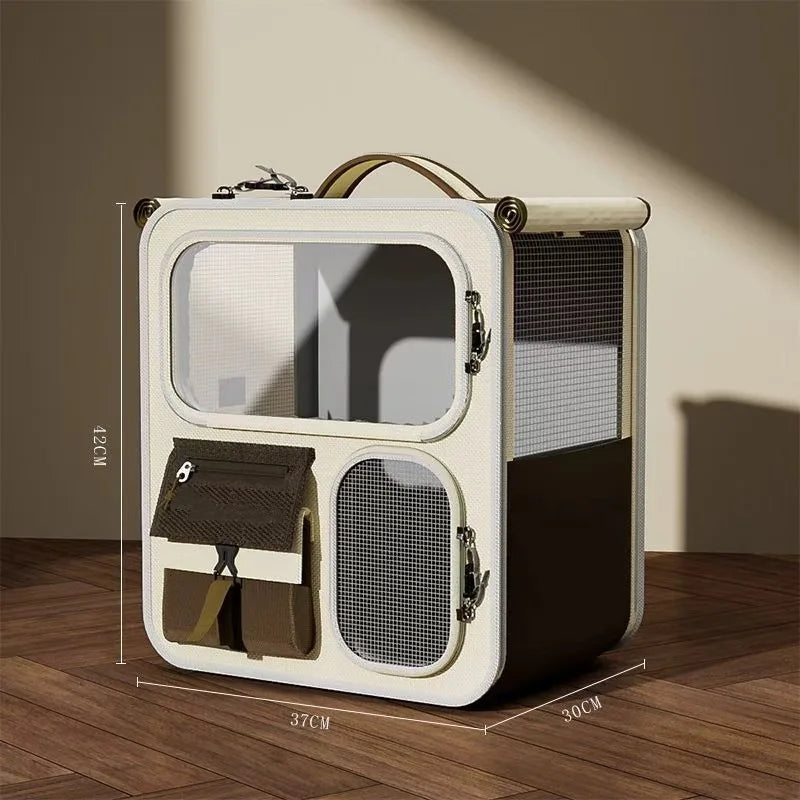 Large Capacity Cat Carrier Luggage Multi-Cat Portable Pet Travel Trolley Case Transparent Backpack with Wheels
