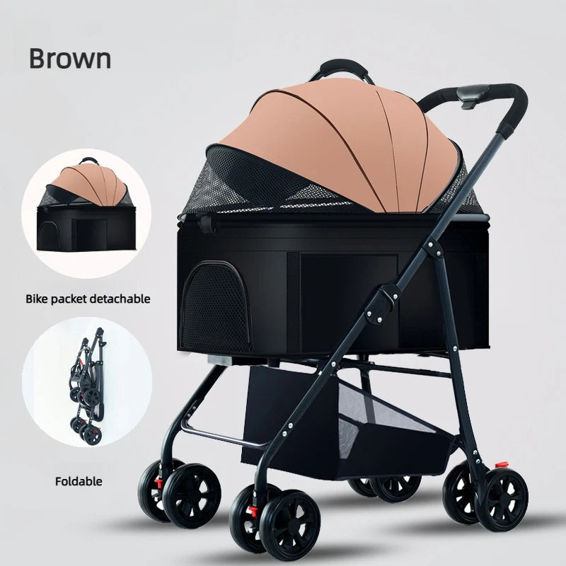 Winter Foldable Pet Stroller Lightweight Breathable For Walking Dogs Baby Medium Dogs Small Dogs Cats Outdoor Pet Car