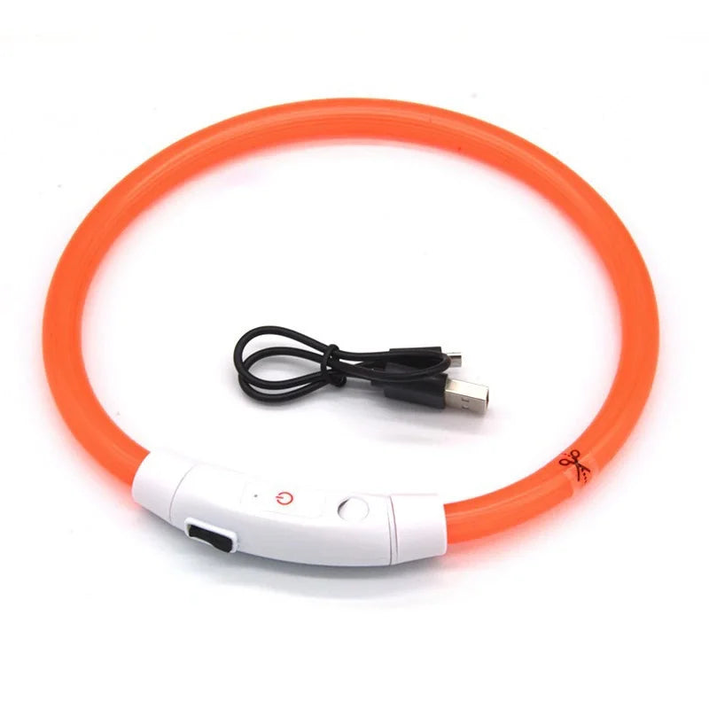 USB Rechargeable LED Dog Luminous Collar With Luxury Light Detachable Pendant Glow Waterproof Cuttable Pet Night Safety Collar