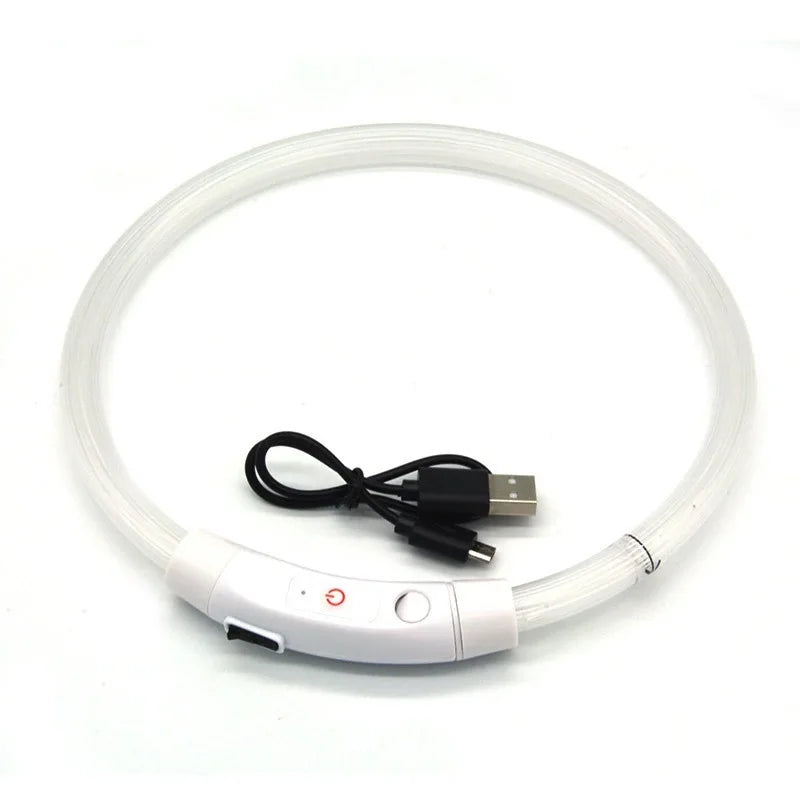 USB Rechargeable LED Dog Luminous Collar With Luxury Light Detachable Pendant Glow Waterproof Cuttable Pet Night Safety Collar