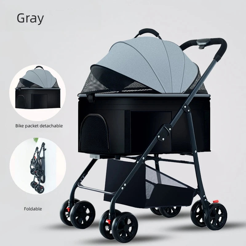 Winter Foldable Pet Stroller Lightweight Breathable For Walking Dogs Baby Medium Dogs Small Dogs Cats Outdoor Pet Car