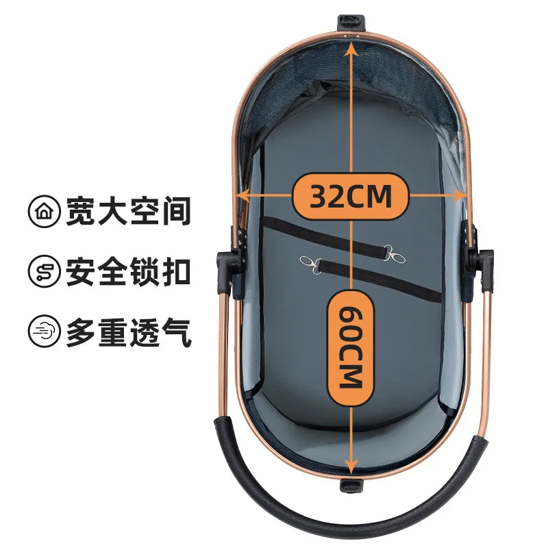 3 in 1 Folding Pet Stroller Detachable Carrier Easy Lock Canopy 30lbs for Medium Dogs Small Dogs Cats