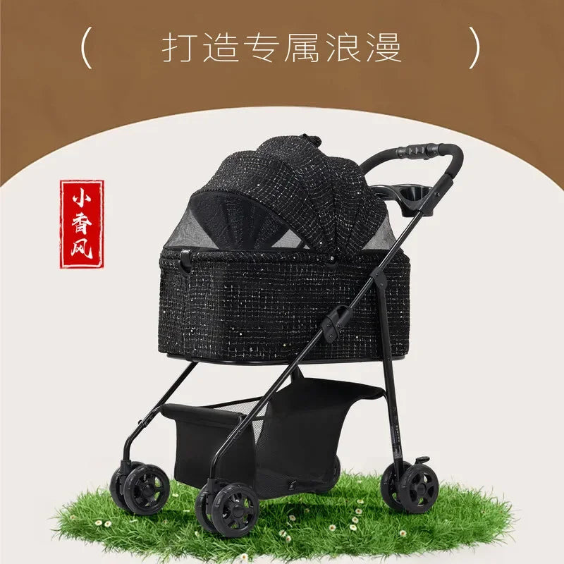 Lightweight Foldable Pet Stroller Universal for Small Dogs Cats Portable Outdoor Travel Cat Carrier Stroller for Walking Pet