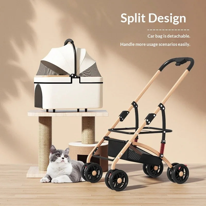 carrinho pet Detachable Pet Stroller Lightweight Foldable Travel Cart for Dogs and Cats Pet Stroller