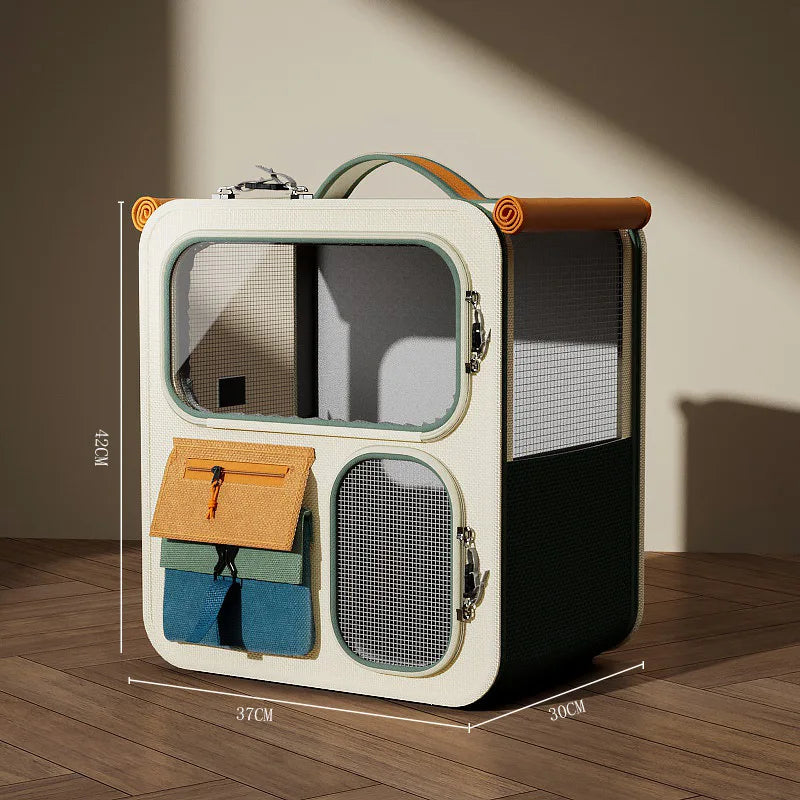 Large Capacity Cat Carrier Luggage Multi-Cat Portable Pet Travel Trolley Case Transparent Backpack with Wheels