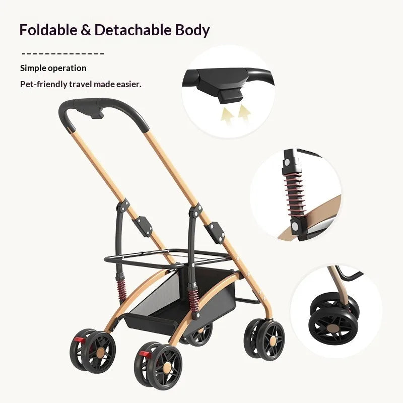 carrinho pet Detachable Pet Stroller Lightweight Foldable Travel Cart for Dogs and Cats Pet Stroller