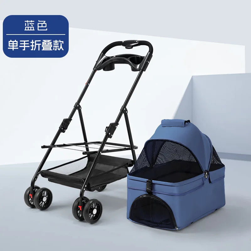 3 in 1 Folding Pet Stroller Detachable Carrier Easy Lock Canopy 30lbs for Medium Dogs Small Dogs Cats