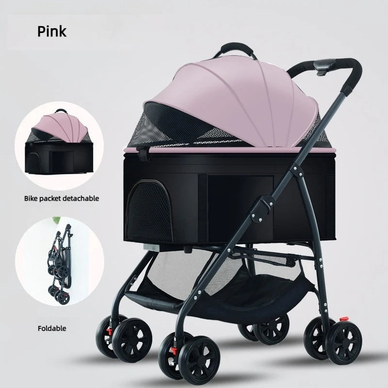 Winter Foldable Pet Stroller Lightweight Breathable For Walking Dogs Baby Medium Dogs Small Dogs Cats Outdoor Pet Car