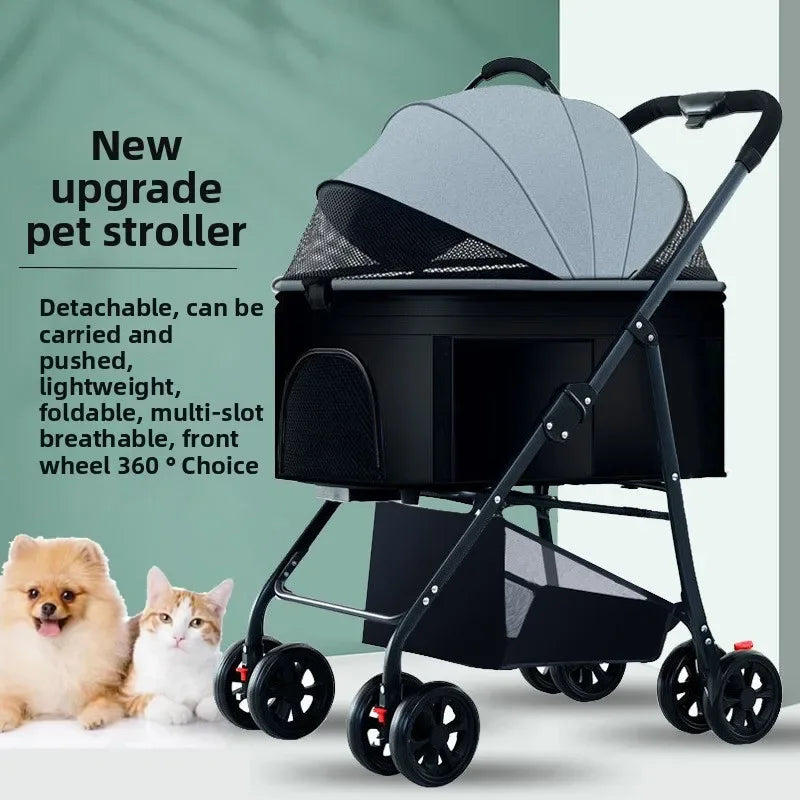Winter Foldable Pet Stroller Lightweight Breathable For Walking Dogs Baby Medium Dogs Small Dogs Cats Outdoor Pet Car