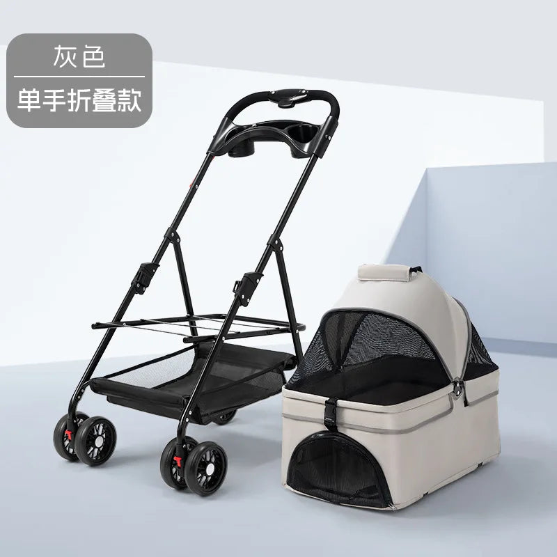 3 in 1 Folding Pet Stroller Detachable Carrier Easy Lock Canopy 30lbs for Medium Dogs Small Dogs Cats