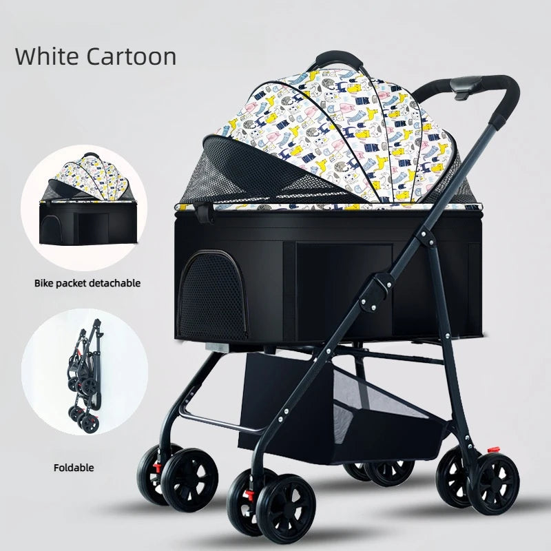 Winter Foldable Pet Stroller Lightweight Breathable For Walking Dogs Baby Medium Dogs Small Dogs Cats Outdoor Pet Car