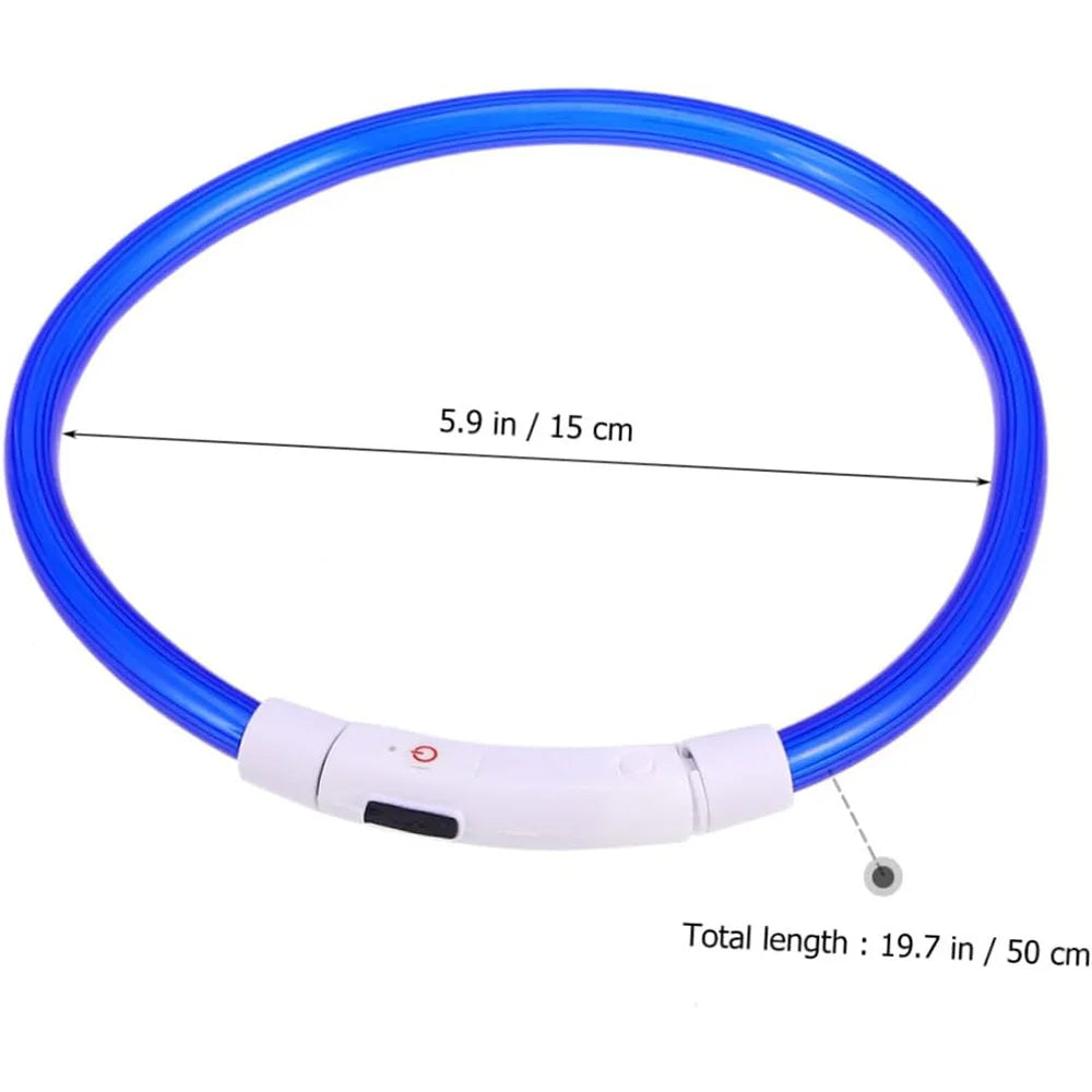 USB Rechargeable LED Dog Luminous Collar With Luxury Light Detachable Pendant Glow Waterproof Cuttable Pet Night Safety Collar