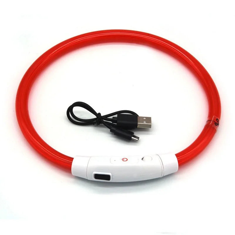 USB Rechargeable LED Dog Luminous Collar With Luxury Light Detachable Pendant Glow Waterproof Cuttable Pet Night Safety Collar